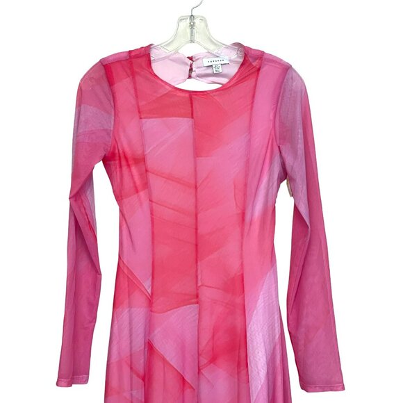 Topshop Pink Watercolor Maxi Dress Abstract Open Back Sz 4-6 Small NWT - Picture 6 of 9